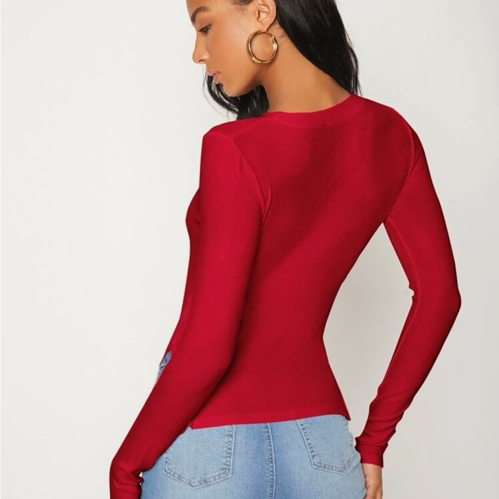 BASICS Solid Rib-knit Slim Tee - Picture 3 of 5